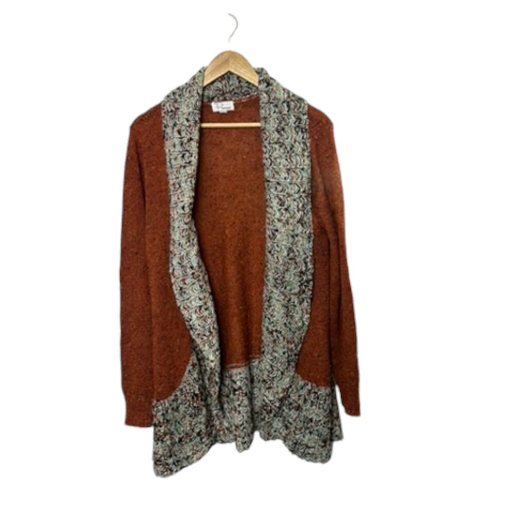 Ponsesa Open Cardigan Sweater Rust Color Nubby Textured Knit Women's Sz XL